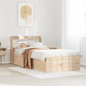 vidaXL Bed Frame with Headboard 75x190 cm Small Single Solid Wood Pine