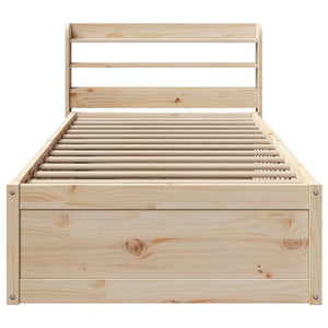 vidaXL Bed Frame with Headboard 75x190 cm Small Single Solid Wood Pine