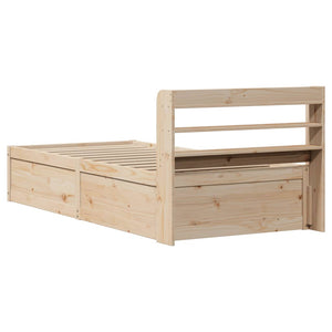 vidaXL Bed Frame with Headboard 75x190 cm Small Single Solid Wood Pine