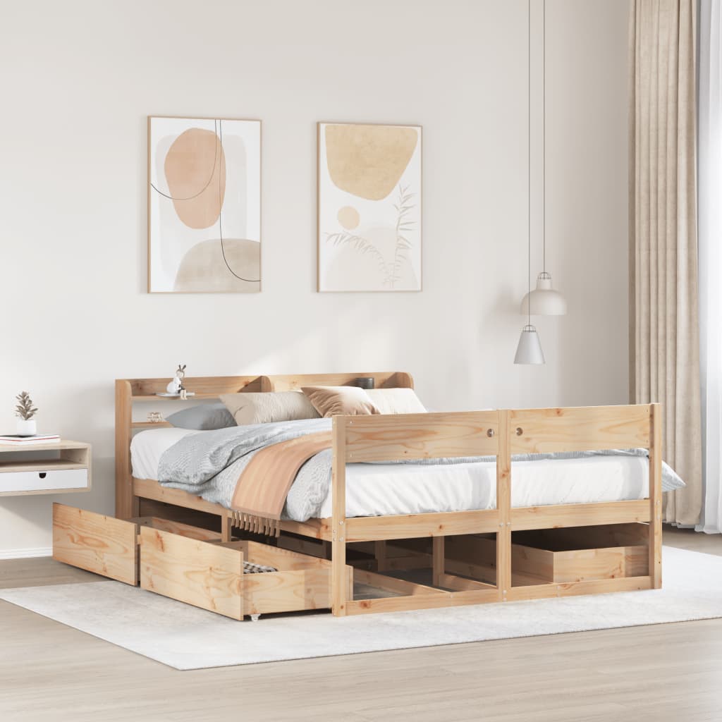 vidaXL Bed Frame without Mattress 140x190 cm Solid Wood Pine