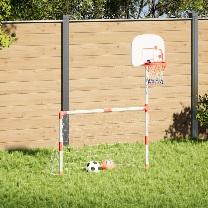 vidaXL Children's Football and Basketball Set with Balls 98x50x70 cm