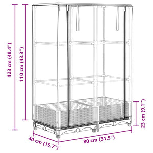 vidaXL Raised Bed with Greenhouse Cover Rattan Look 80x40x123 cm