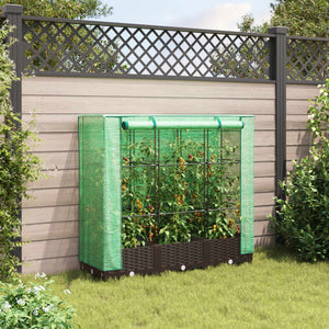 vidaXL Raised Bed with Greenhouse Cover Rattan Look 120x40x123 cm