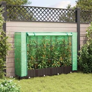 vidaXL Raised Bed with Greenhouse Cover Rattan Look 160x40x123 cm