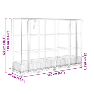 vidaXL Raised Bed with Greenhouse Cover Rattan Look 160x40x123 cm