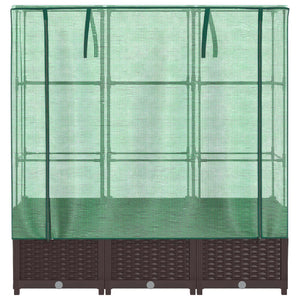 vidaXL Raised Bed with Greenhouse Cover Rattan Look 120x40x138 cm