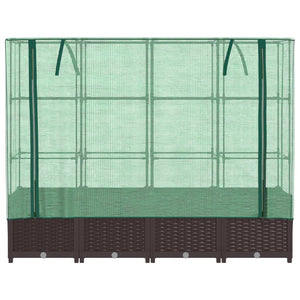 vidaXL Raised Bed with Greenhouse Cover Rattan Look 160x40x138 cm