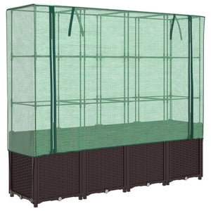 vidaXL Raised Bed with Greenhouse Cover Rattan Look 160x40x153 cm