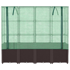 vidaXL Raised Bed with Greenhouse Cover Rattan Look 160x40x153 cm