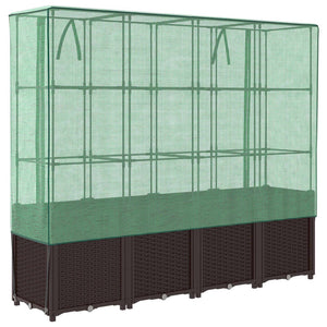 vidaXL Raised Bed with Greenhouse Cover Rattan Look 160x40x153 cm