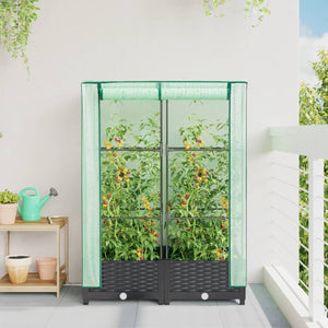 vidaXL Raised Bed with Greenhouse Cover Rattan Look 80x40x123 cm