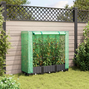 vidaXL Raised Bed with Greenhouse Cover Rattan Look 120x40x123 cm