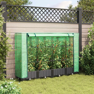 vidaXL Raised Bed with Greenhouse Cover Rattan Look 160x40x123 cm