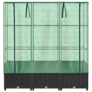 vidaXL Raised Bed with Greenhouse Cover Rattan Look 120x40x138 cm