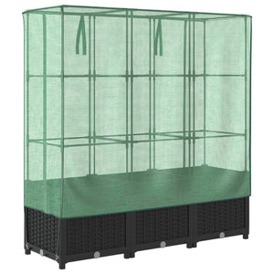 vidaXL Raised Bed with Greenhouse Cover Rattan Look 120x40x138 cm