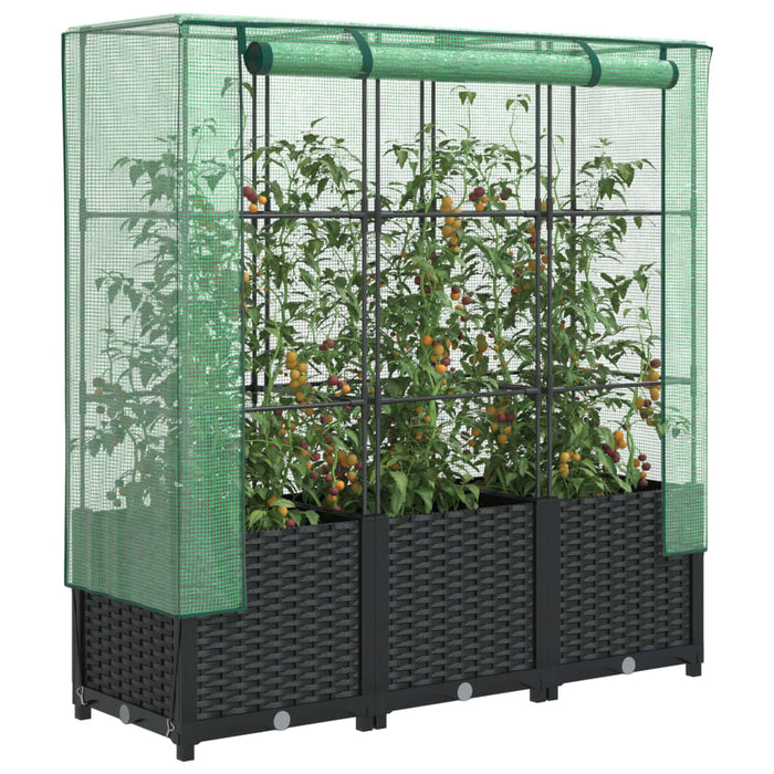 vidaXL Raised Bed with Greenhouse Cover Rattan Look 120x40x138 cm