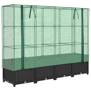 vidaXL Raised Bed with Greenhouse Cover Rattan Look 160x40x138 cm