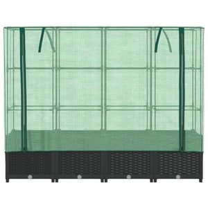 vidaXL Raised Bed with Greenhouse Cover Rattan Look 160x40x138 cm