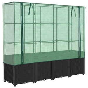 vidaXL Raised Bed with Greenhouse Cover Rattan Look 160x40x153 cm