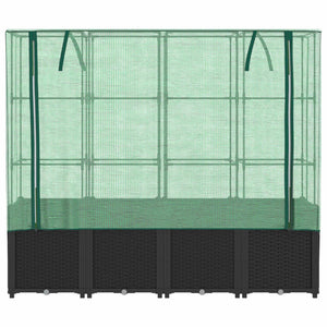 vidaXL Raised Bed with Greenhouse Cover Rattan Look 160x40x153 cm