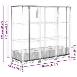 vidaXL Raised Bed with Greenhouse Cover Rattan Look 120x40x123 cm