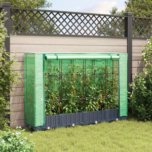 vidaXL Raised Bed with Greenhouse Cover Rattan Look 160x40x123 cm