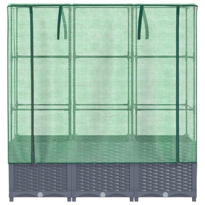 vidaXL Raised Bed with Greenhouse Cover Rattan Look 120x40x138 cm