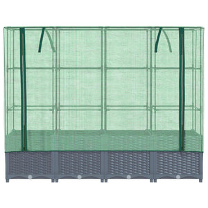 vidaXL Raised Bed with Greenhouse Cover Rattan Look 160x40x138 cm