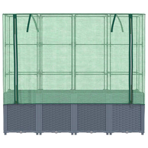 vidaXL Raised Bed with Greenhouse Cover Rattan Look 160x40x153 cm