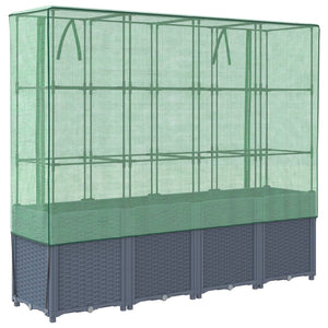 vidaXL Raised Bed with Greenhouse Cover Rattan Look 160x40x153 cm