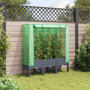 vidaXL Raised Bed with Greenhouse Cover Rattan Look 120x40x140 cm