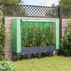 vidaXL Raised Bed with Greenhouse Cover Rattan Look 160x40x140 cm