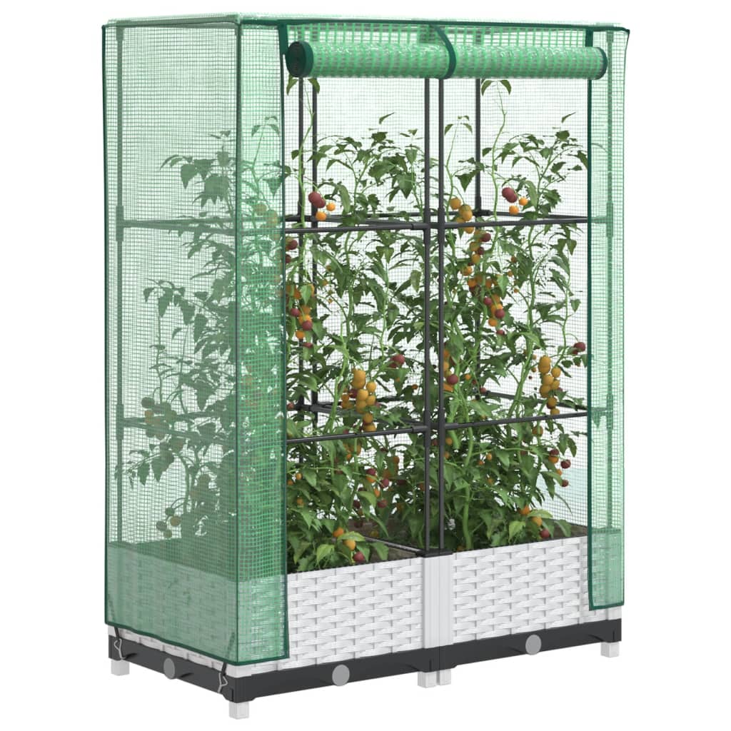 vidaXL Raised Bed with Greenhouse Cover Rattan Look 80x40x123 cm