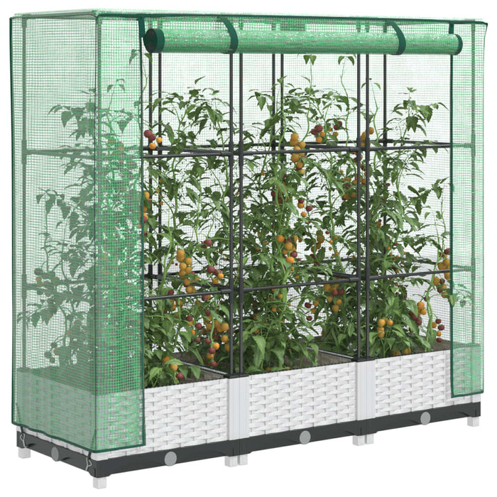 vidaXL Raised Bed with Greenhouse Cover Rattan Look 120x40x123 cm