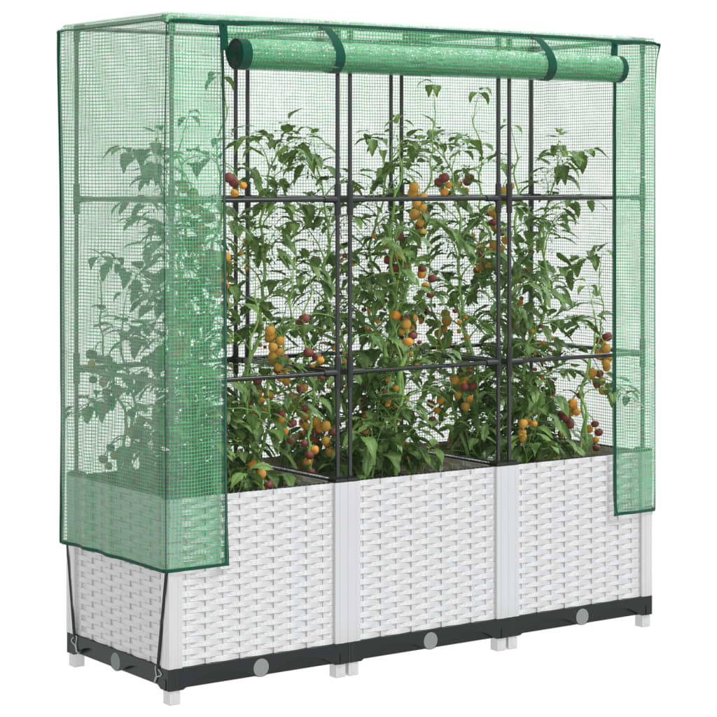 vidaXL Raised Bed with Greenhouse Cover Rattan Look 120x40x138 cm