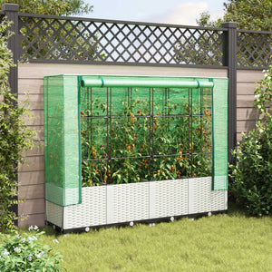 vidaXL Raised Bed with Greenhouse Cover Rattan Look 160x40x138 cm