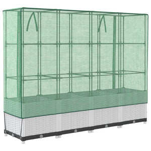 vidaXL Raised Bed with Greenhouse Cover Rattan Look 160x40x138 cm