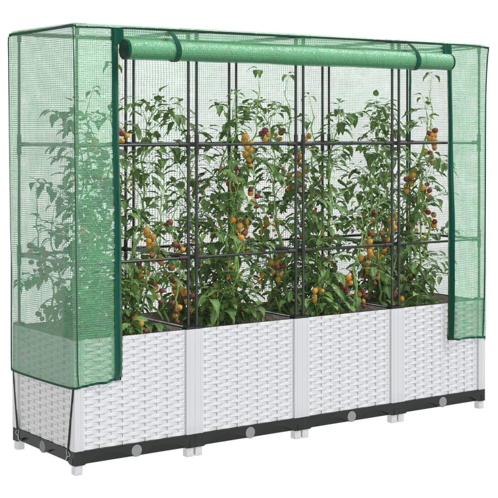 vidaXL Raised Bed with Greenhouse Cover Rattan Look 160x40x138 cm