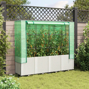 vidaXL Raised Bed with Greenhouse Cover Rattan Look 160x40x153 cm