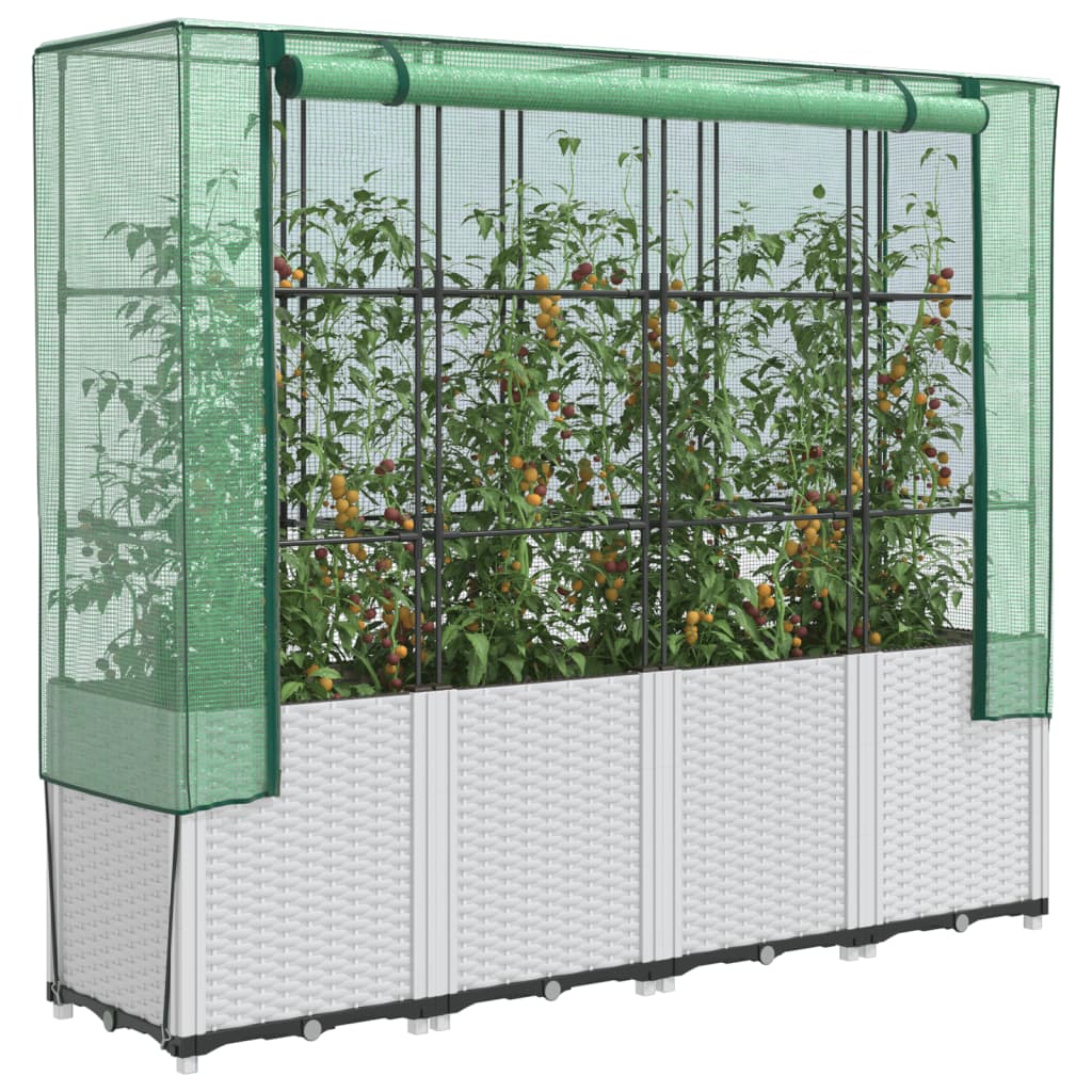 vidaXL Raised Bed with Greenhouse Cover Rattan Look 160x40x153 cm