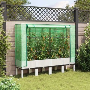 vidaXL Raised Bed with Greenhouse Cover Rattan Look 160x40x140 cm