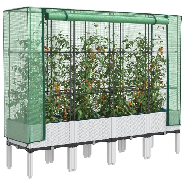 vidaXL Raised Bed with Greenhouse Cover Rattan Look 160x40x140 cm