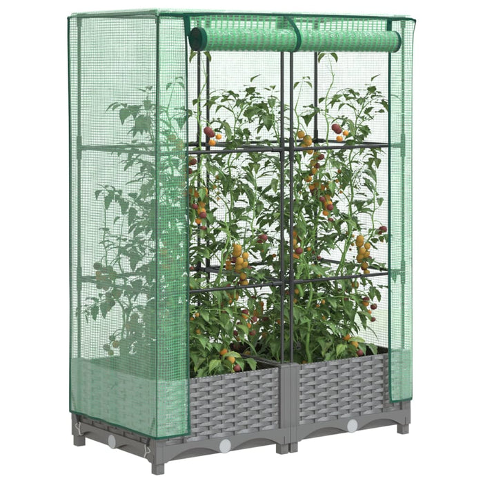 vidaXL Raised Bed with Greenhouse Cover Rattan Look 80x40x123 cm