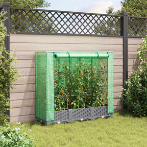 vidaXL Raised Bed with Greenhouse Cover Rattan Look 120x40x123 cm