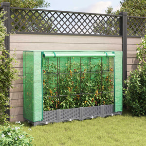 vidaXL Raised Bed with Greenhouse Cover Rattan Look 160x40x123 cm