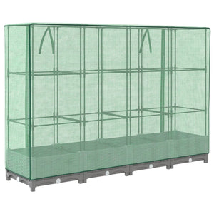 vidaXL Raised Bed with Greenhouse Cover Rattan Look 160x40x123 cm