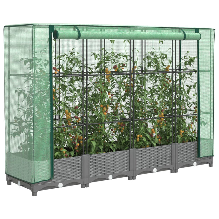 vidaXL Raised Bed with Greenhouse Cover Rattan Look 160x40x123 cm