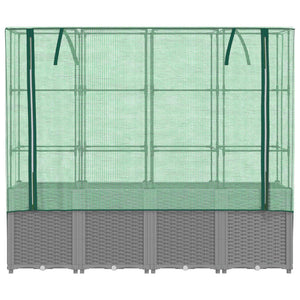 vidaXL Raised Bed with Greenhouse Cover Rattan Look 160x40x153 cm