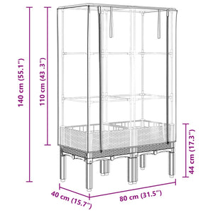 vidaXL Raised Bed with Greenhouse Cover Rattan Look 80x40x140 cm