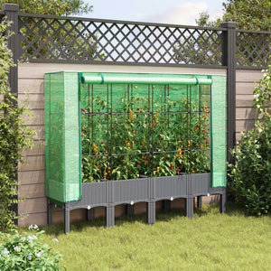 vidaXL Raised Bed with Greenhouse Cover Rattan Look 160x40x140 cm